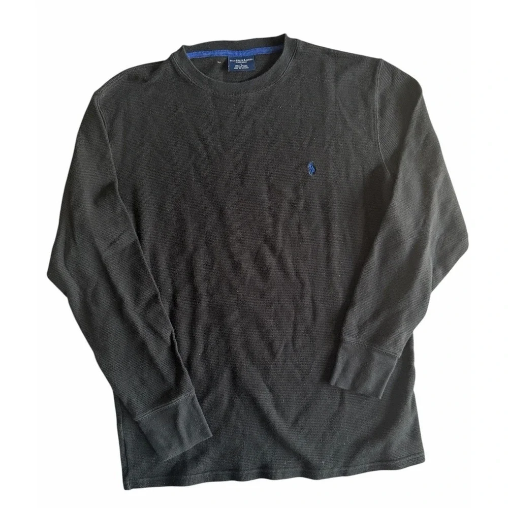 Polo Ralph Lauren‎ Thermal Shirt Men's Large Black Waffle Knit Pony Logo